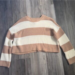 Striped Tan and Cream Women's Sweater